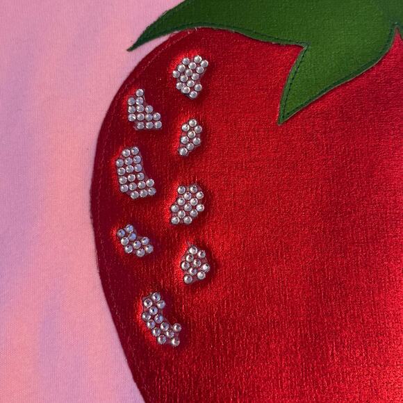 Judith March Sweatshirt Strawberry Pink Pullover Rhinestone Funky Artsy Large - Picture 7 of 12